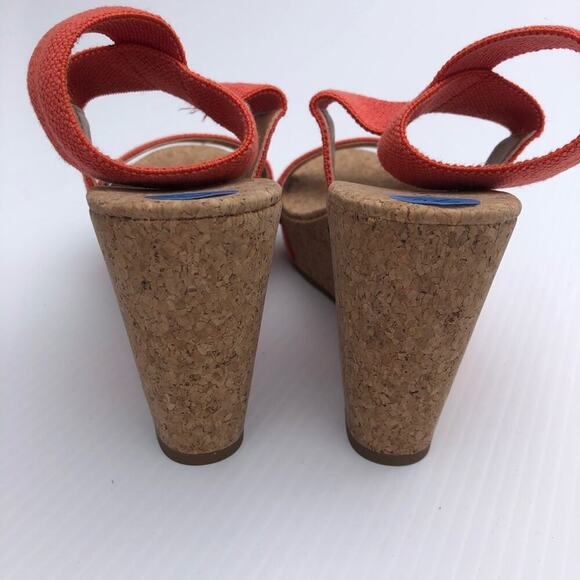 New! Lucky Brand Maxyne cork wedge sandal platform size 7.5 coral - Picture 3 of 8